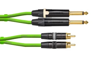 Cordial CEON DJ - 2x RCA >> 2x Jack Mono 6.35mm - 0.6 metros - Verde